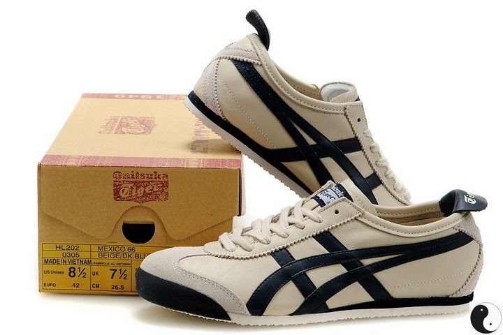 Men Onitsuka Tiger Mexico 66 Shoes (Beige/ DK Blue)